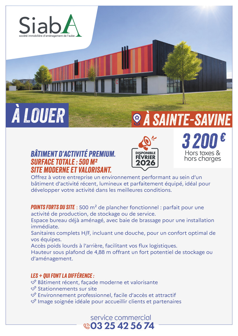 à louer : Bâtiment d’activité premium. Surface totale : 500 m²  